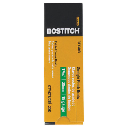 BOSTITCH Collated Brad Nail, 1-9/16 in L, 18 ga, Coated, Brad Head, Straight BT1340B